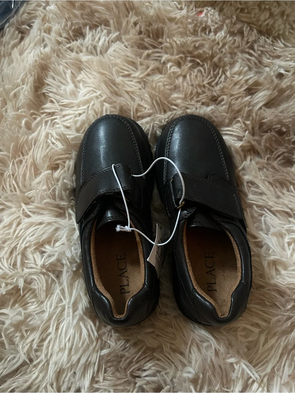 The Children's Place Black Kids Dress Shoes with Hook-and-Loop Strap